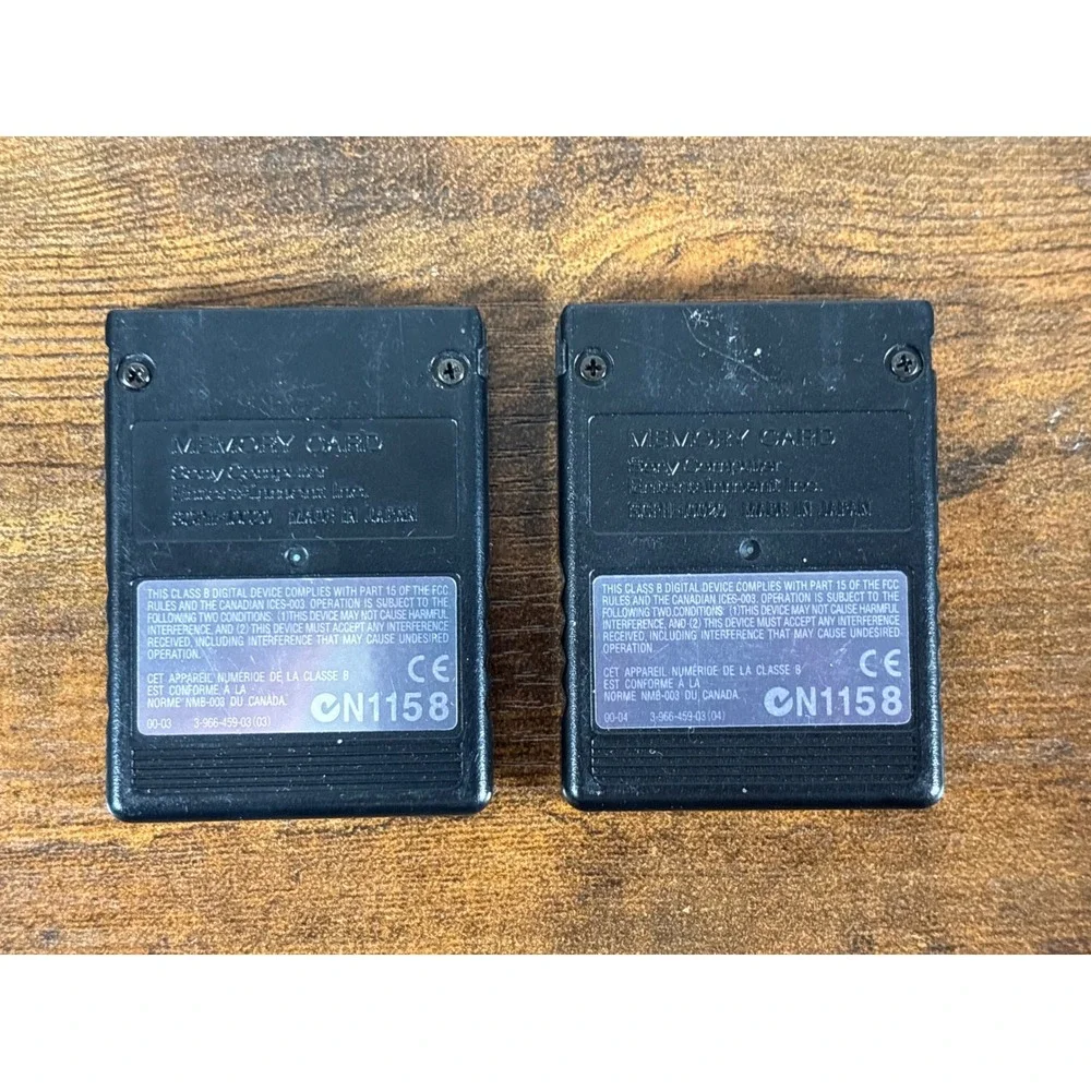 Sony PlayStation 2 8MB MagicGate Memory Card SCPH-10020 Black Lot of 2 PS2 OEM